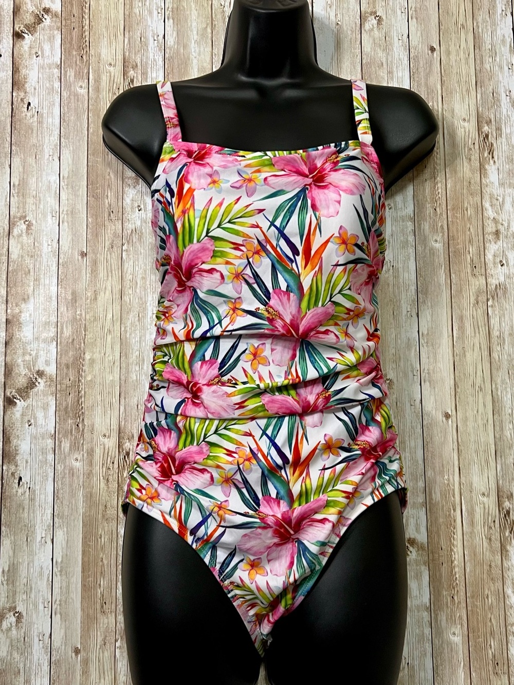 Floral One-Piece Swimsuit - Pink Tropical Print Size S